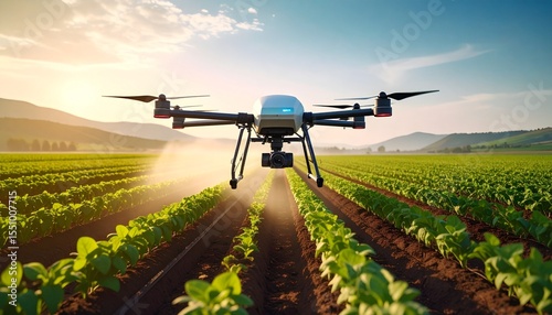 Autonomous agricultural drone planting seeds in high-tech precision farming environment