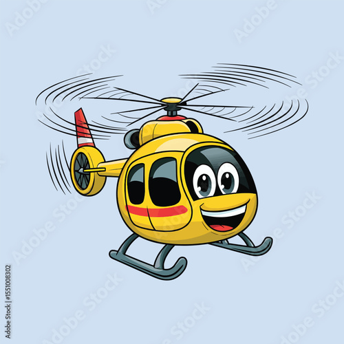 Cartoon smiling helicopter vector illustration,Generative Ai
