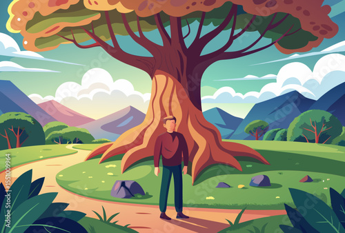 Majestic Tree Landscape. A Serene Nature Scene
