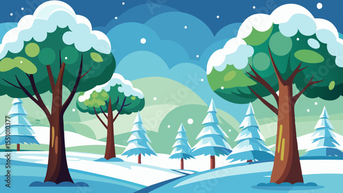 Winter Wonderland. Snowy Trees and Serene Landscape