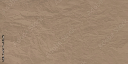 Craft crumpled paper, cardboard background. Brown kraft sheet texture, torn antique page, wallpaper or parchment abstract design, Horizontal rough carton, old material Realistic 3d