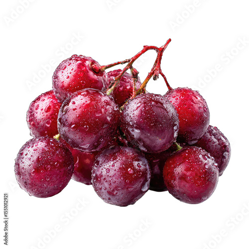 Close-up cluster of wet red grapes