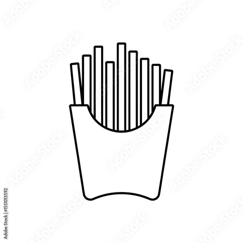 A black and white french fries illustration line art of a coloring page
