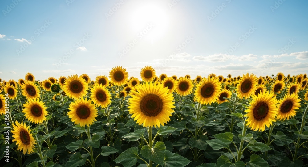 Fototapeta premium Sunflowers Field Under Blue Sky