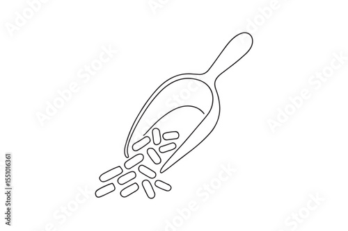 Scoop with Pellets continuous one line drawing minimalism design