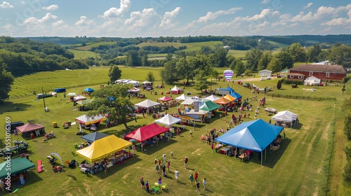 Aerial View of a Rural Outdoor Festival