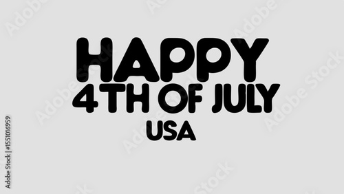 Celebrating Independence Day Happy 4th of July USA with bold font on a light