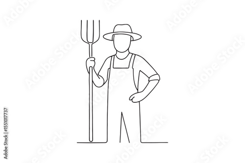 Farmer Man continuous one line drawing minimalism design