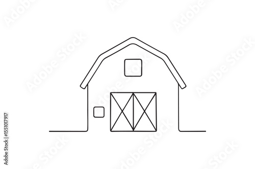 Small Shed Barn continuous one line drawing minimalism design