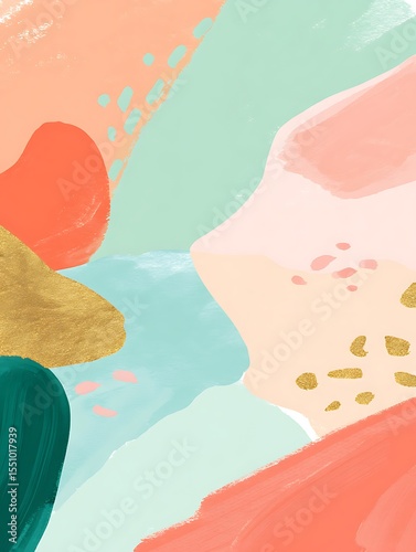 Abstract pastel color brush strokes design