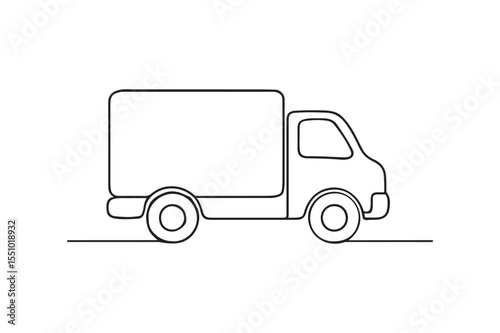 Delivery Truck continuous one line drawing minimalism design