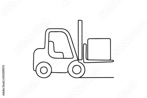 Forklift continuous one line drawing minimalism design