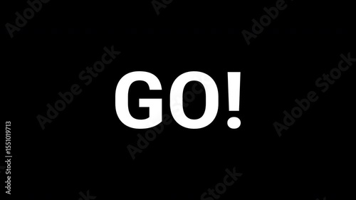 321 go countdown animation on black background. 4K Video
