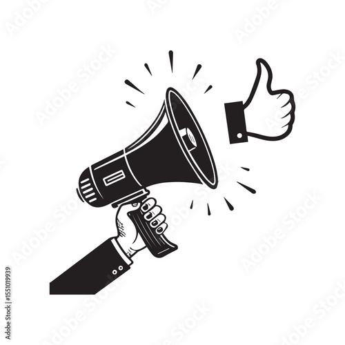 Human hand holding megaphone