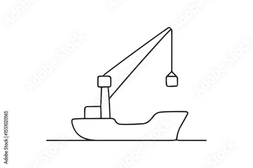 Ship Crane continuous one line drawing minimalism design