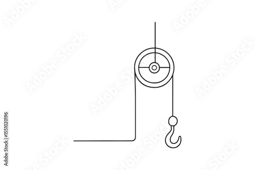 Pulley System continuous one line drawing minimalism design