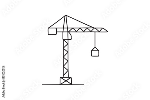 Tower Crane continuous one line drawing minimalism design