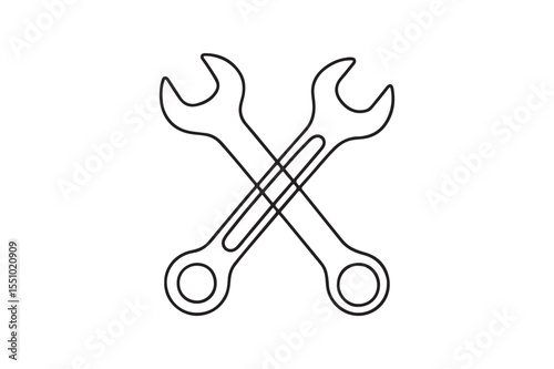 Wrench Tools icon continuous one line drawing minimalism design
