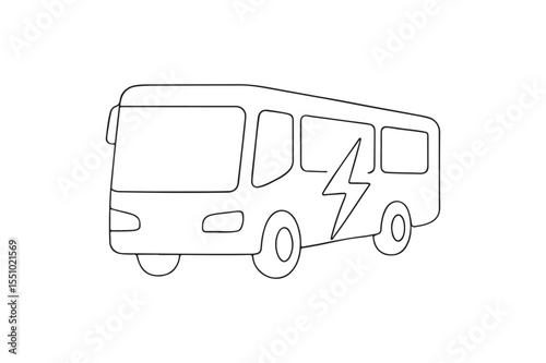 Electric Bus with Lightning continuous one line drawing minimalism design