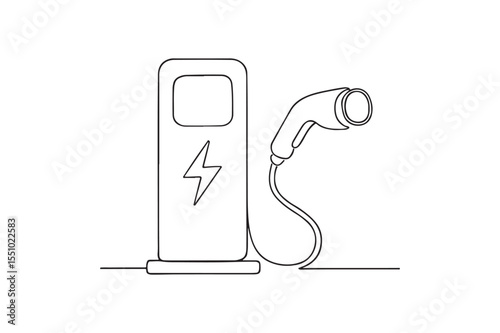 EV Charging Dock continuous one line drawing minimalism design