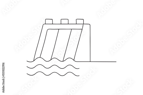 Hydro Energy Plant continuous one line drawing minimalism design
