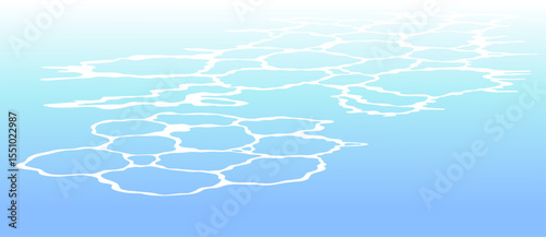 シンプルな海の風景イラスト　水面と波