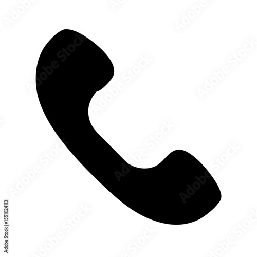 Black Telephone Icon Vector, Classic Handset Symbol, Communication Call Sign, Mobile Contact Button, Retro Phone Silhouette Illustration


