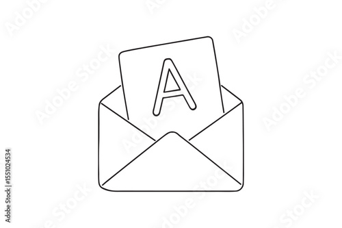 Envelope with Grade continuous one line drawing minimalism design
