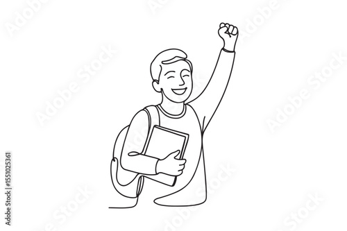 Happy Student continuous one line drawing minimalism design