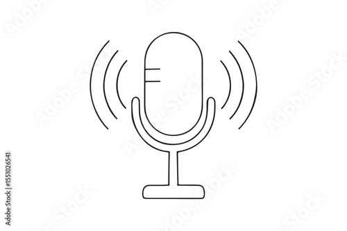 Audio Mic with Echo continuous one line drawing minimalism design