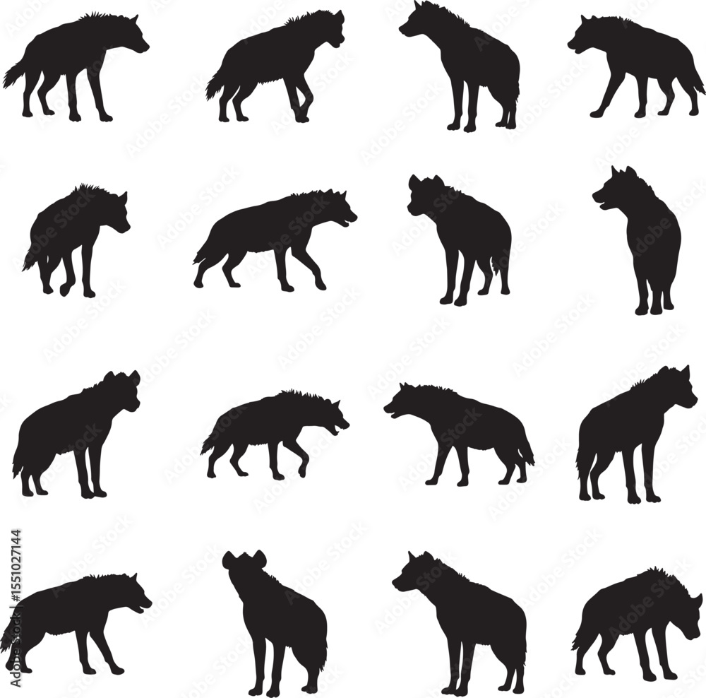 Obraz premium Collection of Hyena Silhouettes in Various Poses