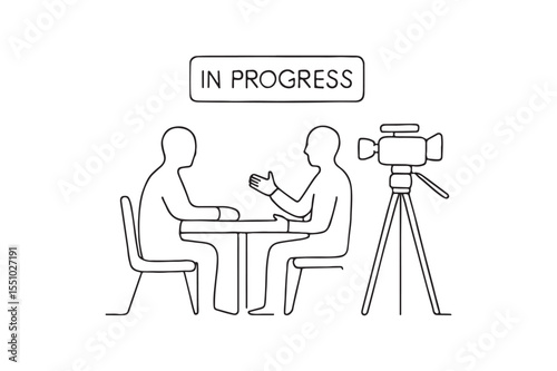 Interview in Progress continuous one line drawing minimalism design