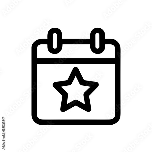 Simple Outline Star Inside Calendar Date Reminder Interface Icon