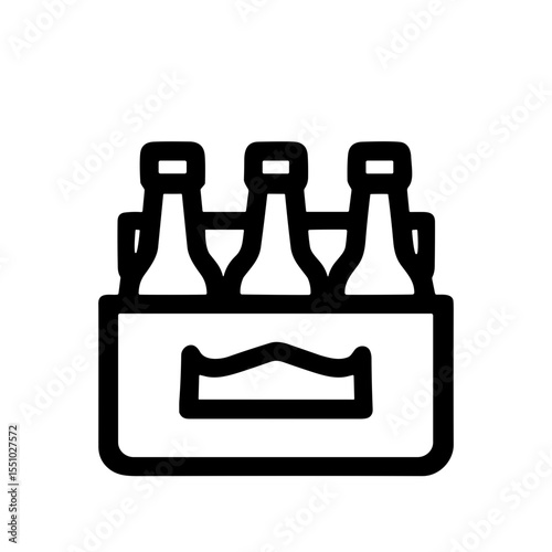 Black Outline Simple Beer Bottles Pack Minimalist Style Icon