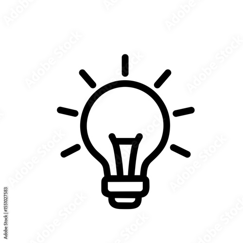 Line Art Glowing Lightbulb Energy Saving Idea Symbol Icon Element