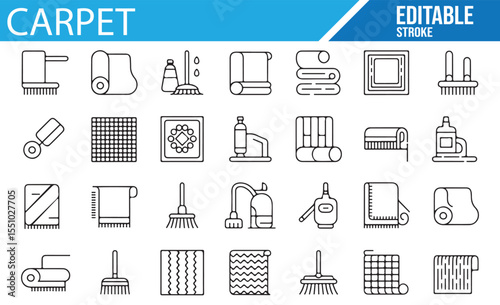 Vacuum Cleaner and Carpet Care Icons for Home Use
