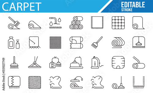 Cleaning Tools and Carpet Maintenance Icons Collection