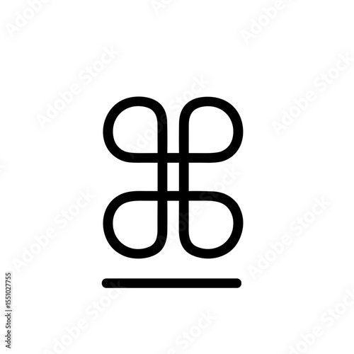 Minimalist Outline Loop Square Shape Symbol with Underline Icon