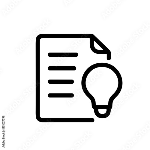 Simple Line Document Idea Lightbulb Symbol Icon Business