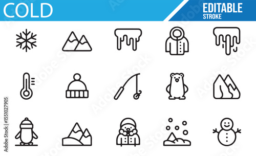 Winter Fun and Cold Activities Iconography Set
