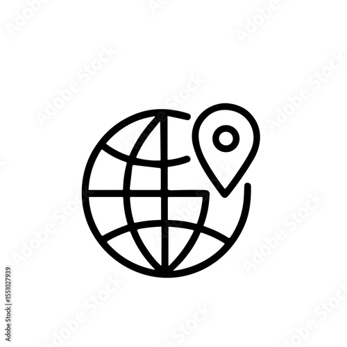 Outline Minimalist Globe Location Pin Destination Symbol Travel Icon Design