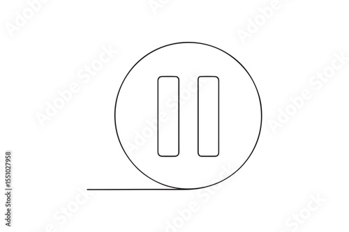 Pause Button continuous one line drawing minimalism design