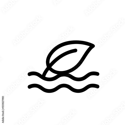 Simple Outline Water Wave and Leaf Ecology Concept Icon Design