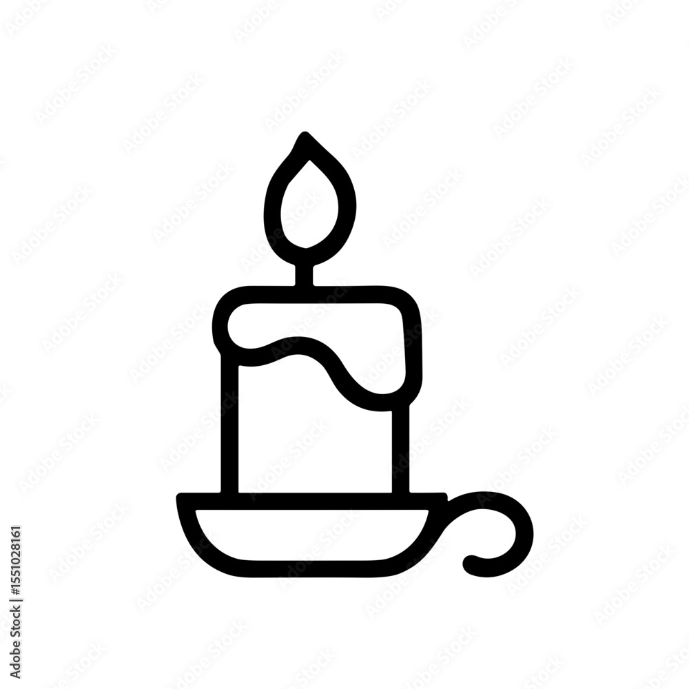 Simple Outline Candle with Holder Flame Burning Icon Illustration Simple Outline Candle with Holder Flame Burning Icon Illustration