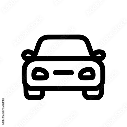 Simple Line Drawing Car Front View Transportation Icon Design