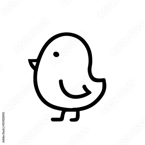 Minimalist Handdrawn Cute Bird Character Line Icon Style Illustration