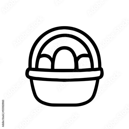 Simple Outline Basket with Easter Eggs Icon Minimalist Illustration