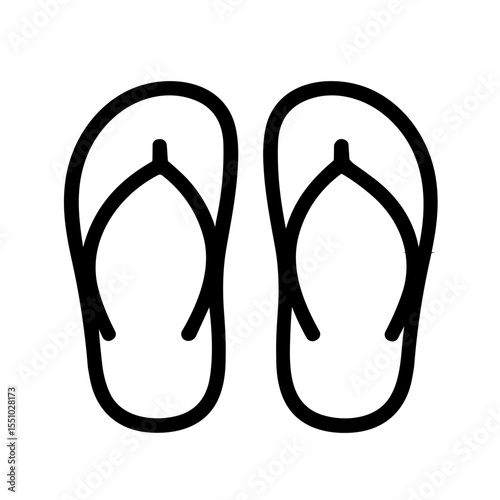 Simple Line Art Flip Flop Summer Footwear Vacation Beach Icon
