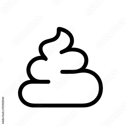 Outline Minimalist Poop Emoji Icon Shape Stool Feces Symbol Flat Style