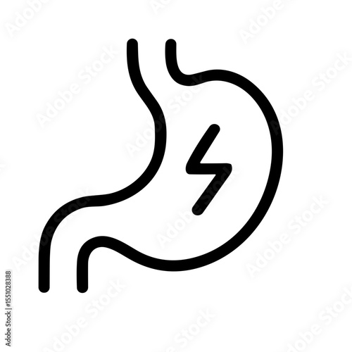 Line Drawing Stomach Ache Pain Medical Problem Healthcare Icon Element